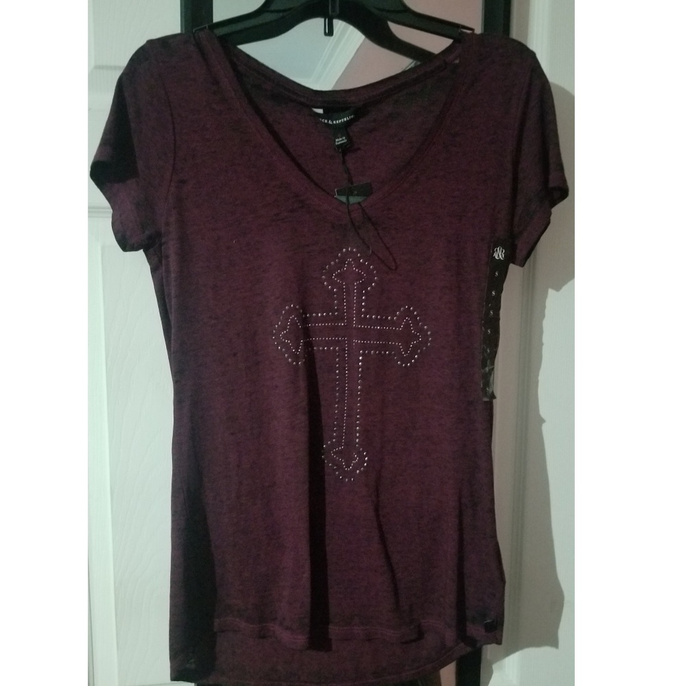 Rock & Republic embellished burnout t-shirt